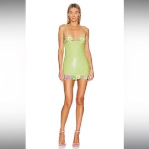 Cal Embellished Mini Dress in Lime Green
MAJORELLE